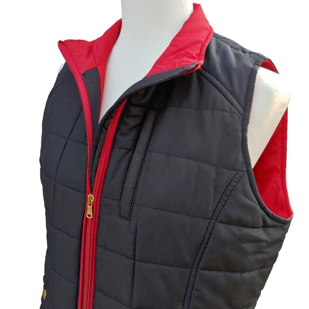Lauren Ralph Lauren Red and Black Quilted Puffer Vest Women's Petite Large - Picture 5 of 15